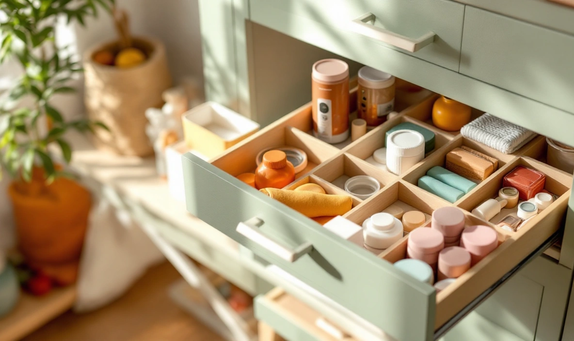 A clear plastic drawer tray with an open compartment layout